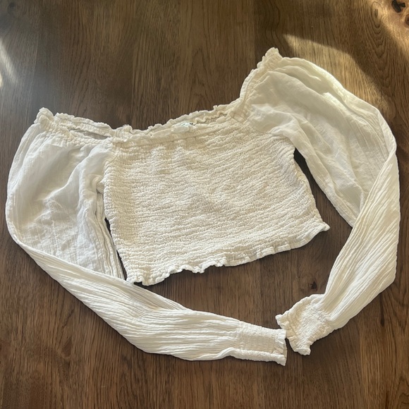 Aries Women's White Long Sleeve Crop Top Small - Picture 1 of 9